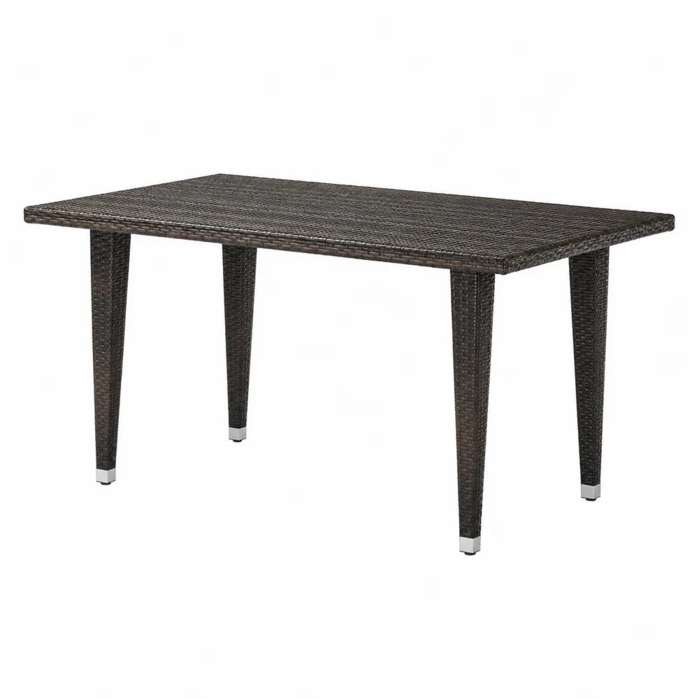 Table d'extérieur en rotin marron 150x90x75 cm