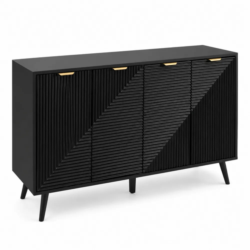 Buffet en bois noir avec poignées dorées