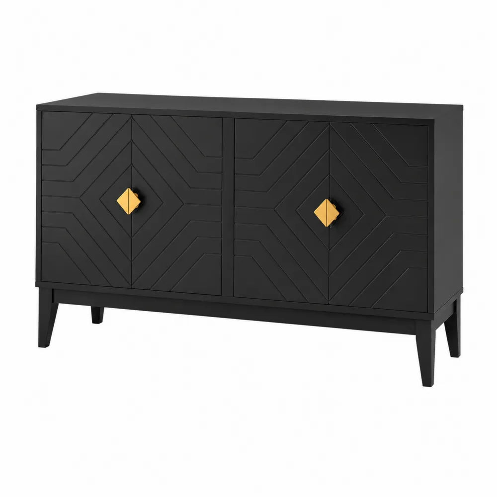 Buffet en bois avec poignées en métal doré