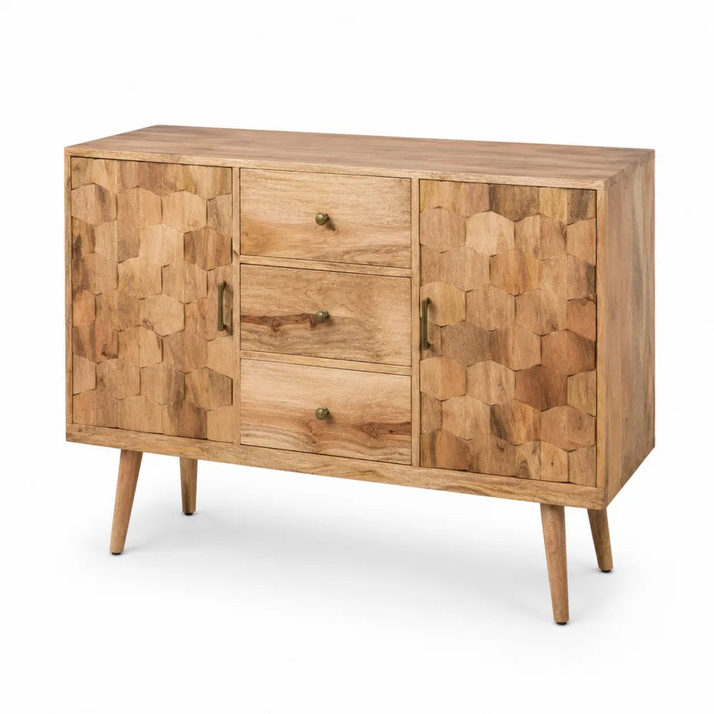 Buffet en bois de manguier sculpté 120 cm