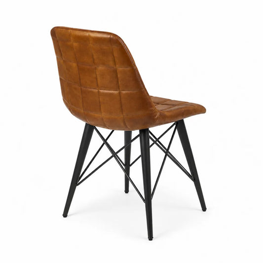Chaise en similicuir marron et métal noir 85cm