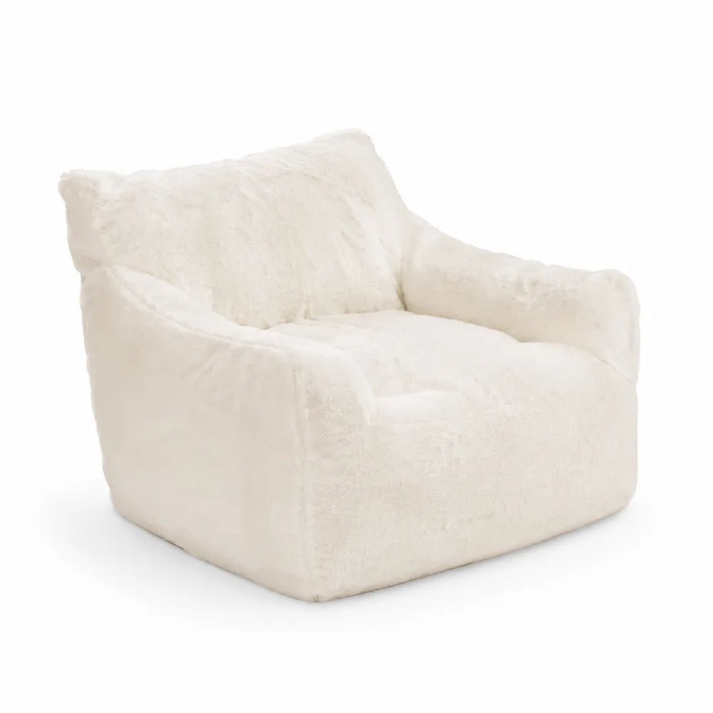 Fauteuil en fausse fourrure ivoire