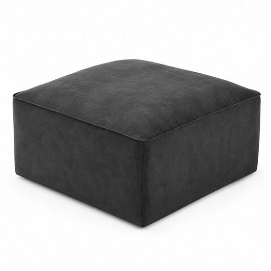 Pouf carré en polyester noir 60x60x35 cm