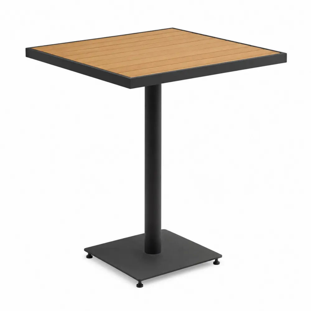 Table carrée en métal et bois pour extérieur 70x70 cm