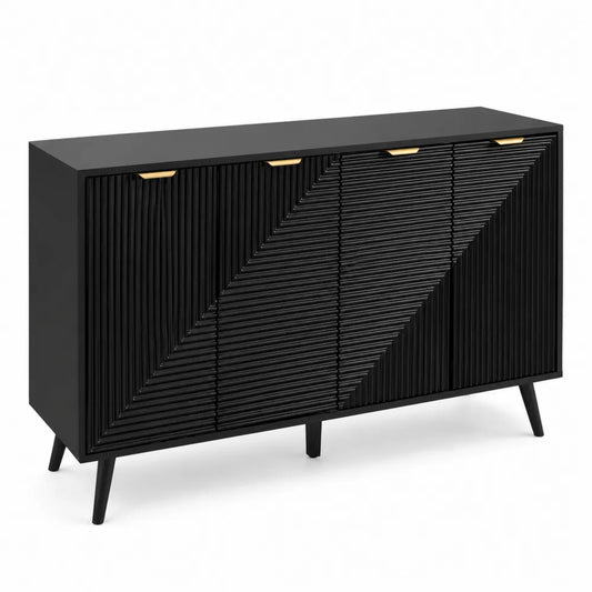 Buffet en bois noir avec poignées dorées