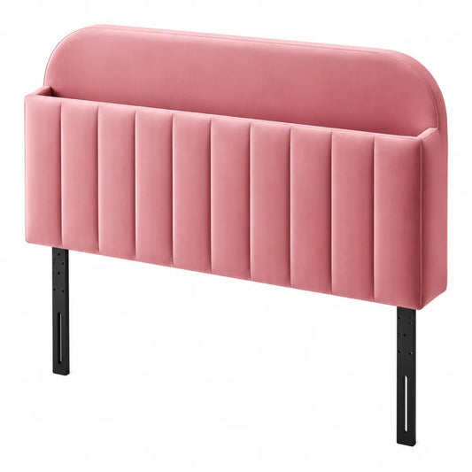 Tête de lit en velours rose et acier 140x5x120 cm